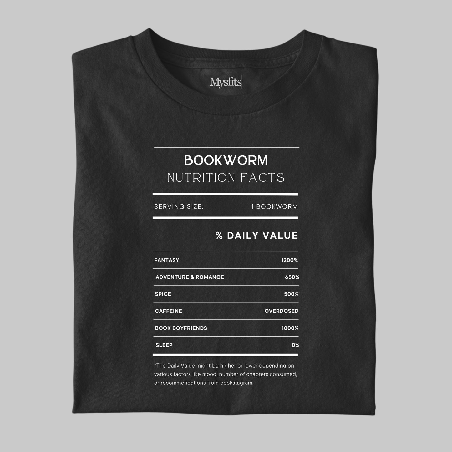 Bookworm: Nutrition Facts Tee
